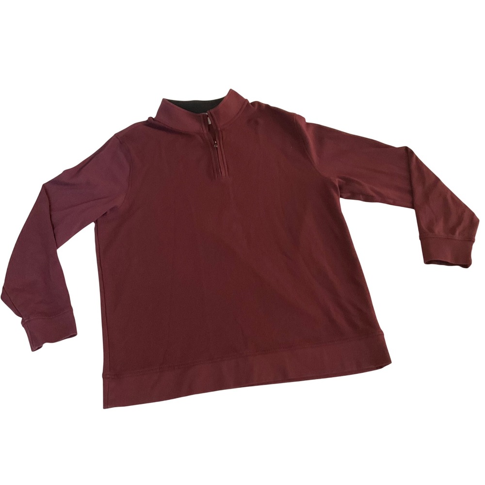 Ted Baker Quarter Zip Pullover Mens XXL Burgundy Cotton Blend Long Sleeve